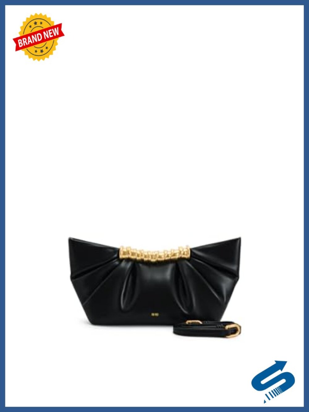 Vegan Leather Pleated Clutch Crossbody Detachable Strap